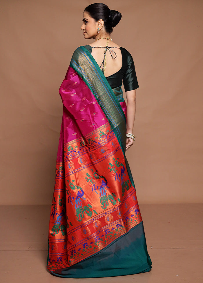 Pink Kanjivaram Silk Saree With Blouse Piece