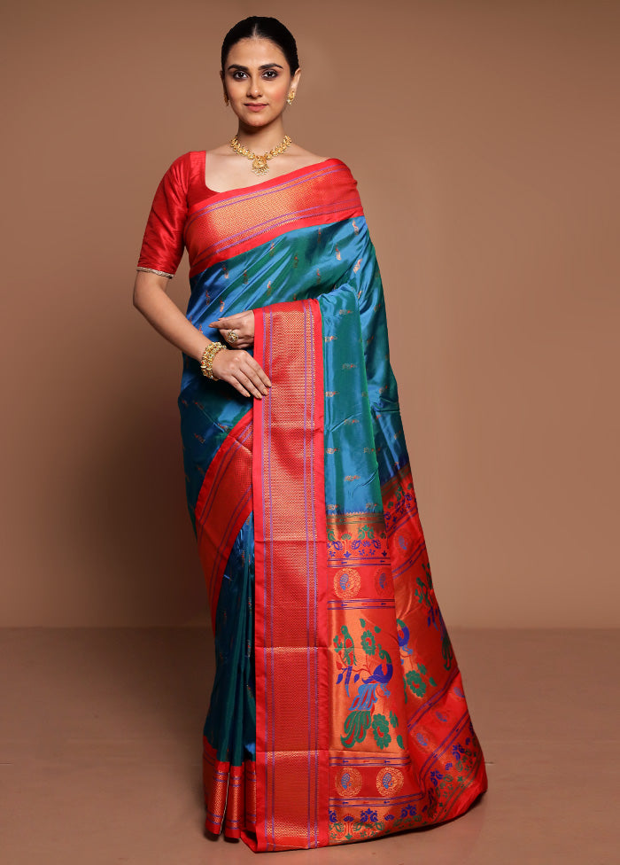 Green Kanjivaram Silk Saree With Blouse Piece