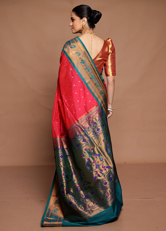 Pink Kanjivaram Silk Saree With Blouse Piece