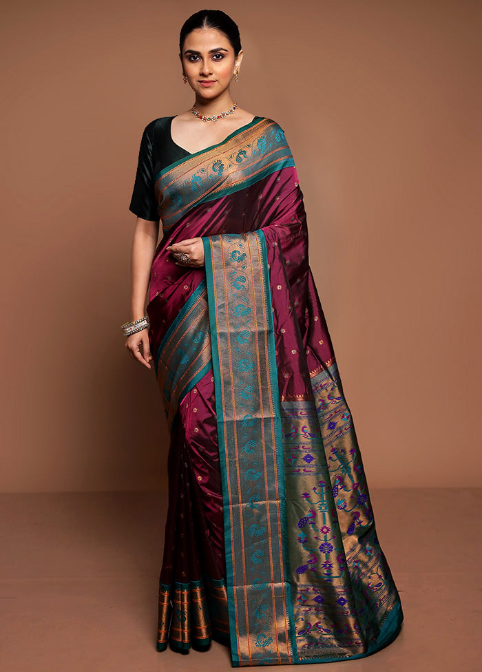 Purple Kanjivaram Silk Saree With Blouse Piece