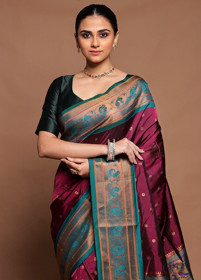 Purple Kanjivaram Silk Saree With Blouse Piece