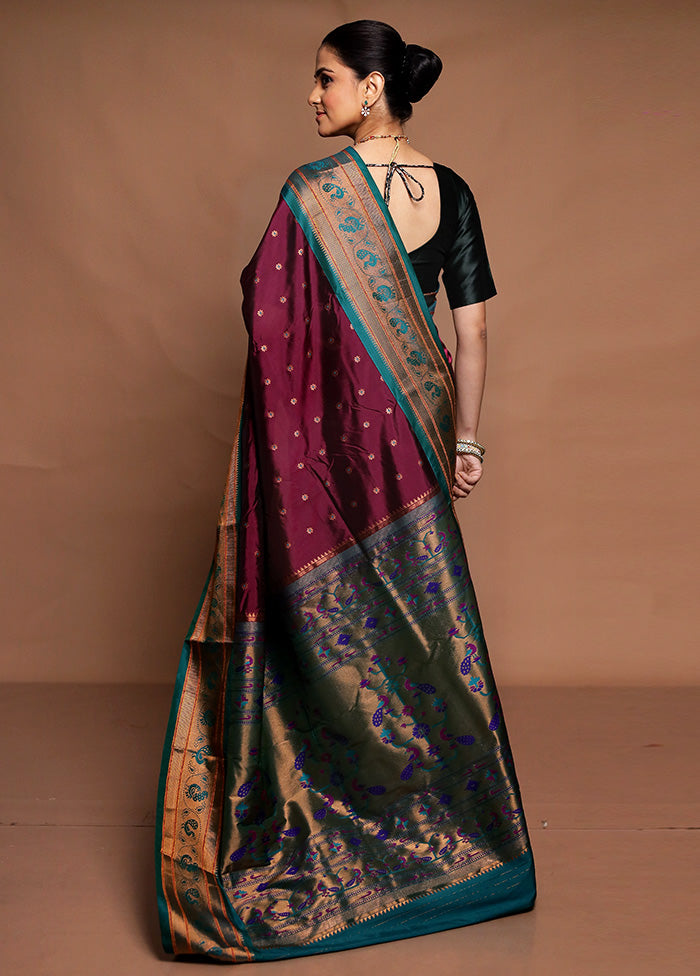 Purple Kanjivaram Silk Saree With Blouse Piece