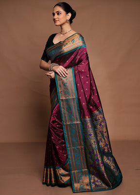 Purple Kanjivaram Silk Saree With Blouse Piece