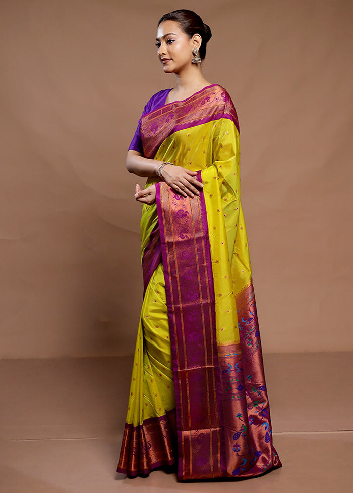 Yellow Kanjivaram Silk Saree With Blouse Piece