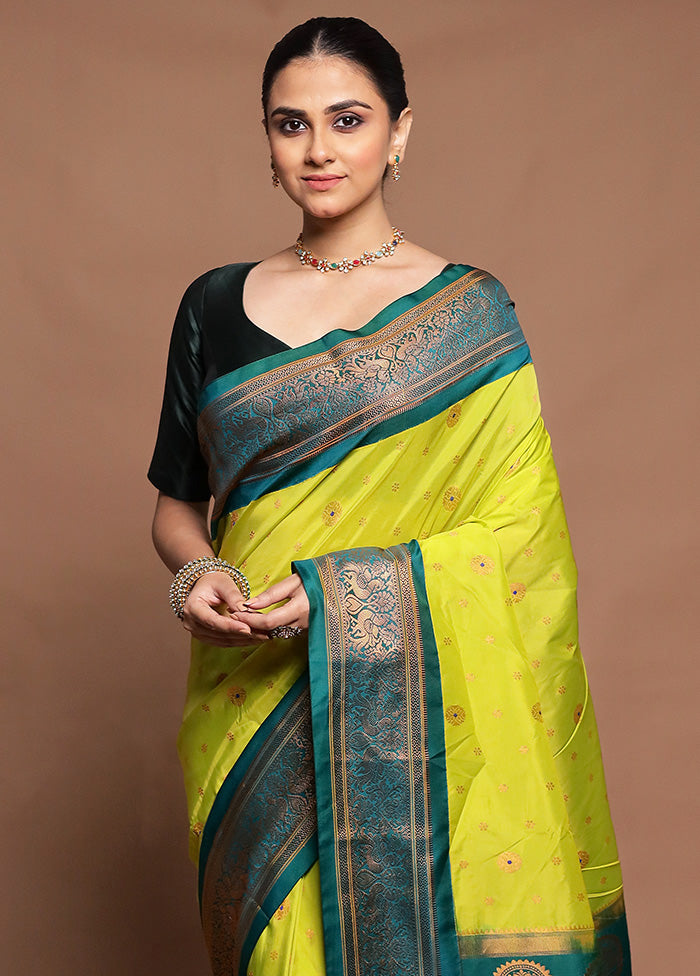 Green Kanjivaram Silk Saree With Blouse Piece