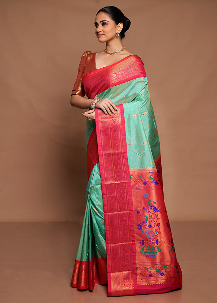 Green Kanjivaram Silk Saree With Blouse Piece