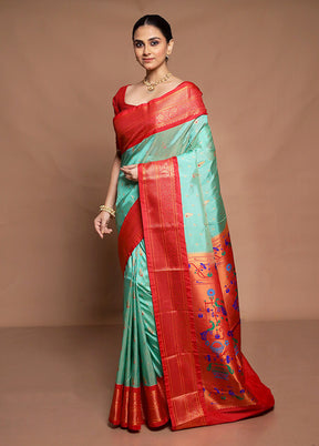 Green Kanjivaram Silk Saree With Blouse Piece