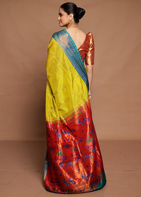 Green Kanjivaram Silk Saree With Blouse Piece