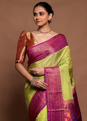 Green Kanjivaram Silk Saree With Blouse Piece