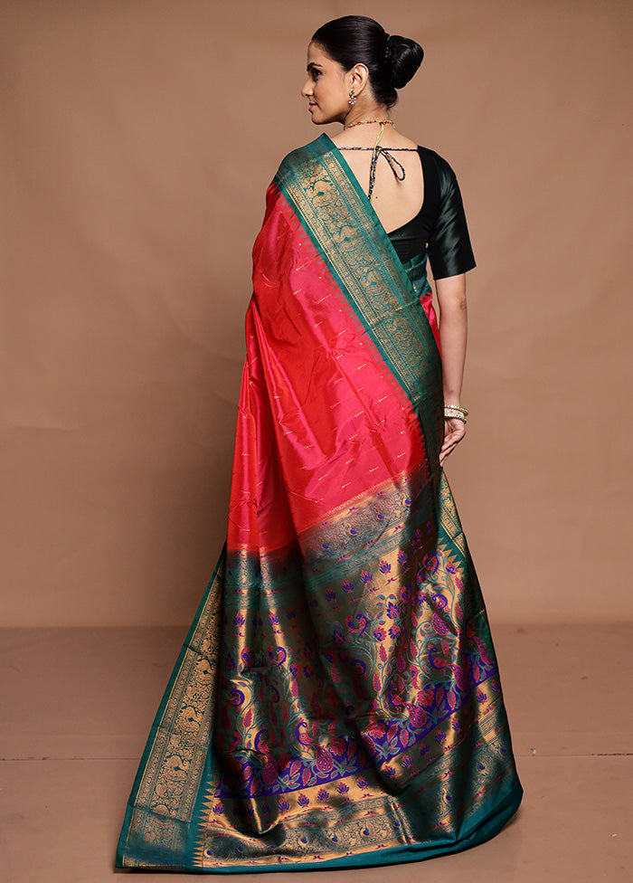 Pink Kanjivaram Silk Saree With Blouse Piece