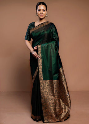 Green Banarasi Silk Saree With Blouse Piece