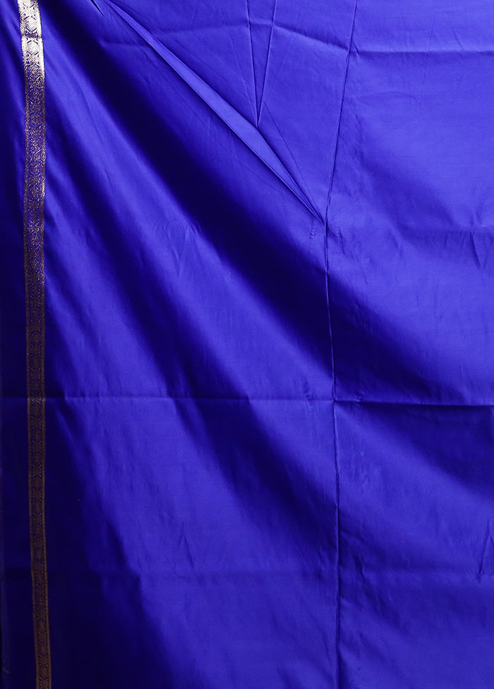 Blue Banarasi Silk Saree With Blouse Piece