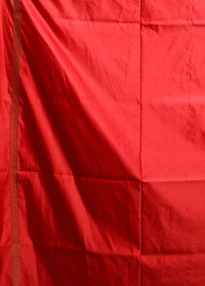 Red Banarasi Silk Saree With Blouse Piece