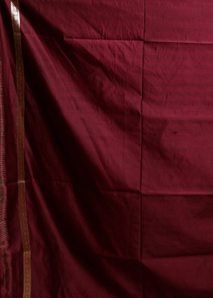 Maroon Banarasi Silk Saree With Blouse Piece