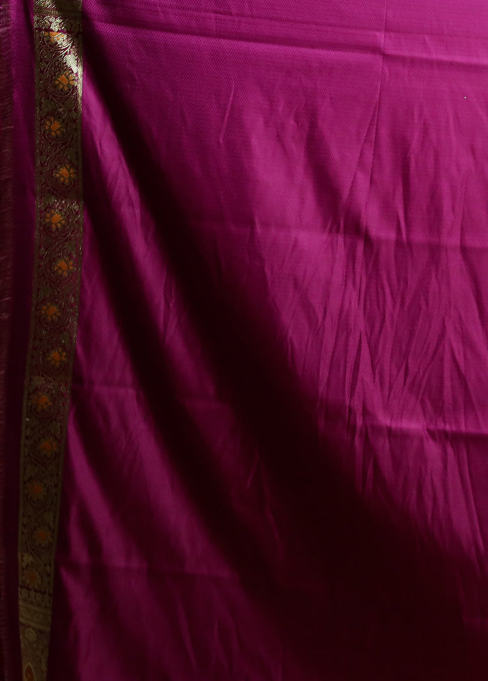 Purple Banarasi Silk Saree With Blouse Piece