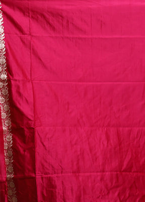 Pink Handloom Banarasi Pure Silk Saree With Blouse Piece