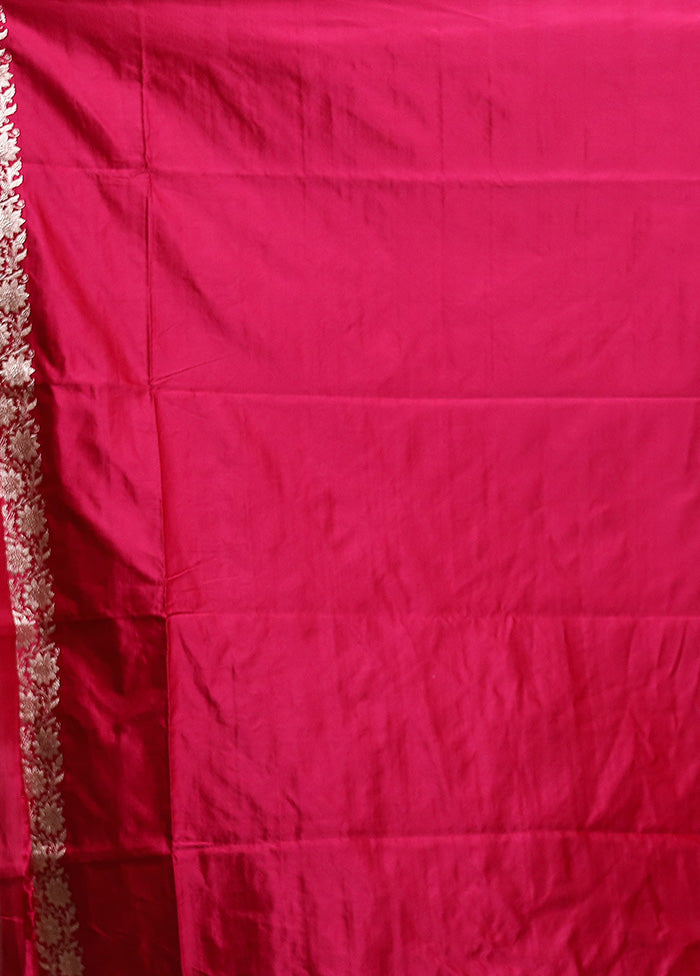 Pink Handloom Banarasi Pure Silk Saree With Blouse Piece