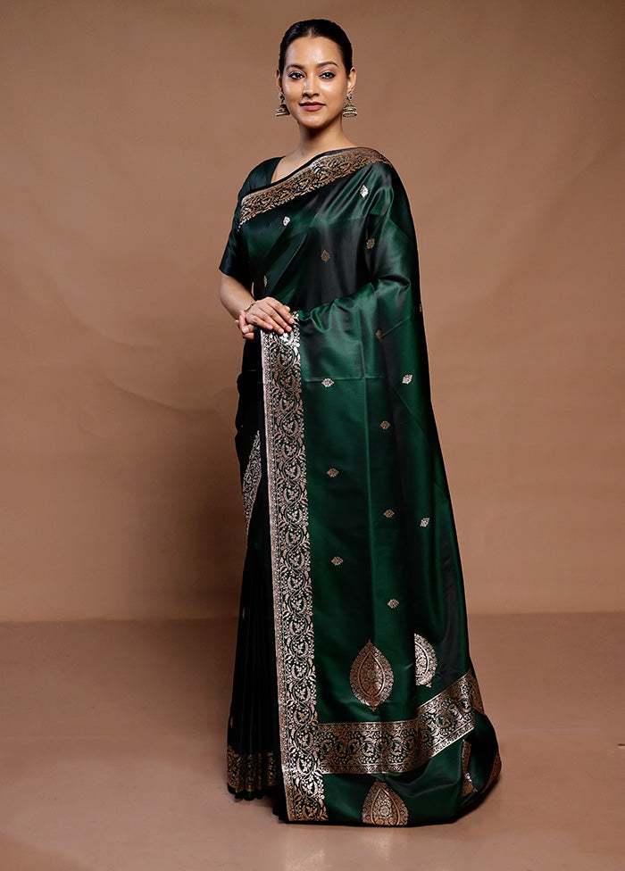 Green Handloom Banarasi Pure Silk Saree With Blouse Piece