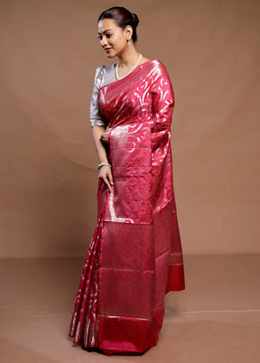 Pink Uppada Silk Saree With Blouse Piece