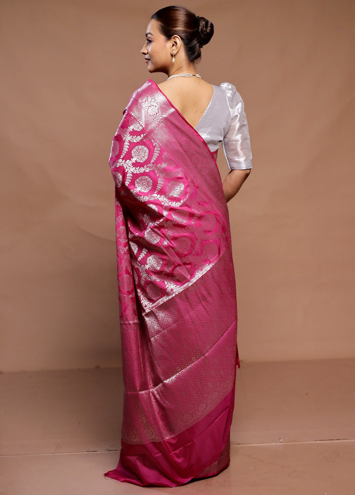 Pink Uppada Silk Saree With Blouse Piece