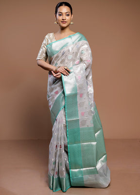 Green Kota Cotton Saree With Blouse Piece