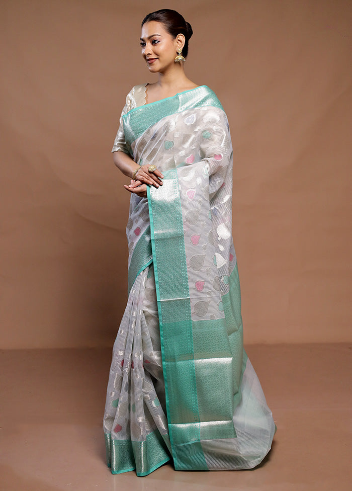 Green Kota Cotton Saree With Blouse Piece