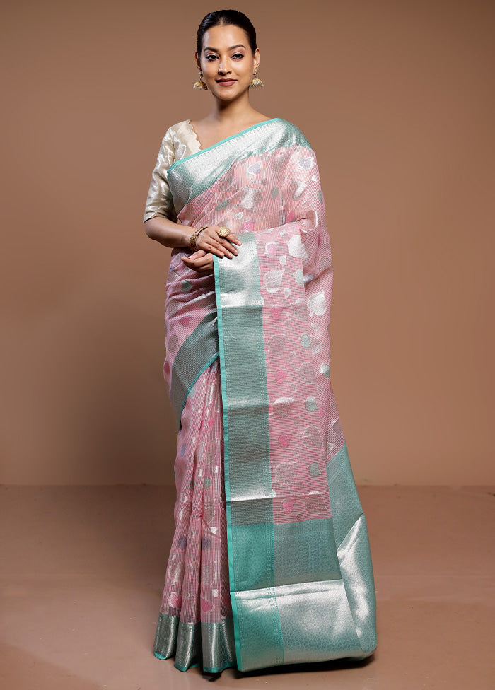 Pink Kota Cotton Saree With Blouse Piece