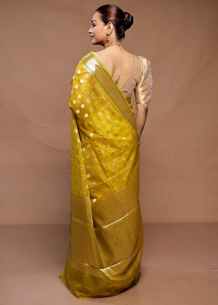 Yellow Organza Saree With Blouse Piece