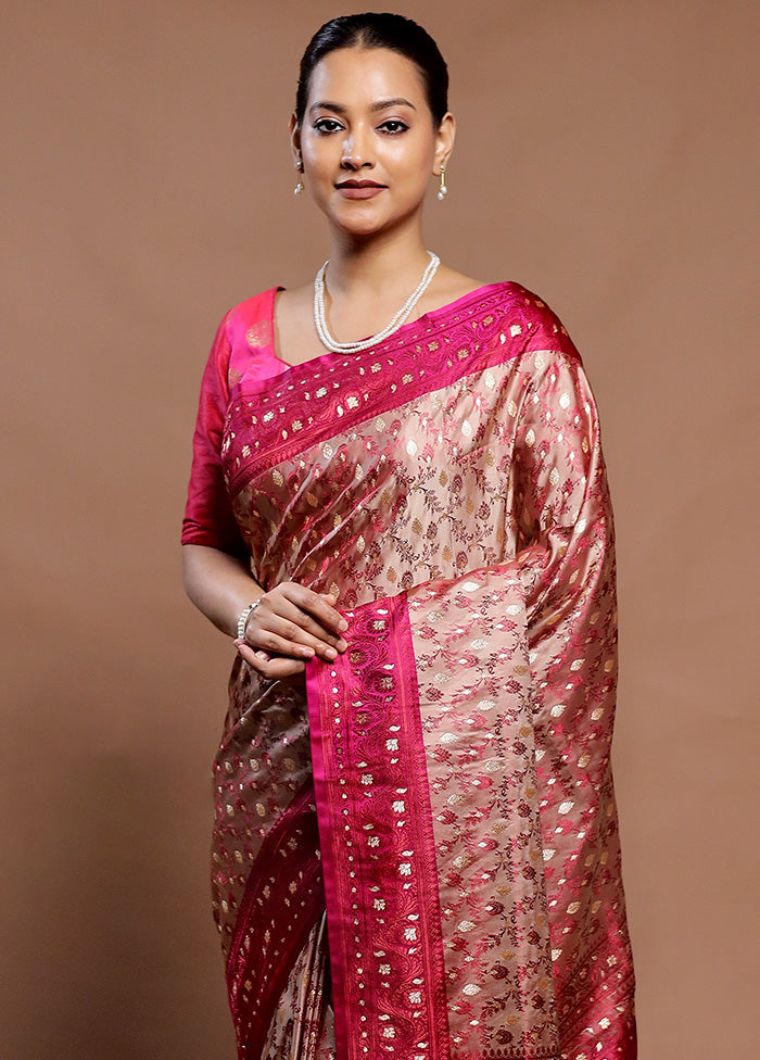 Rust Tanchoi Silk Saree With Blouse Piece