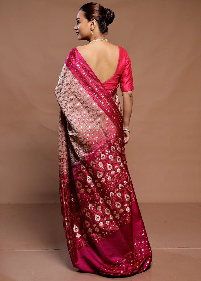 Rust Tanchoi Silk Saree With Blouse Piece