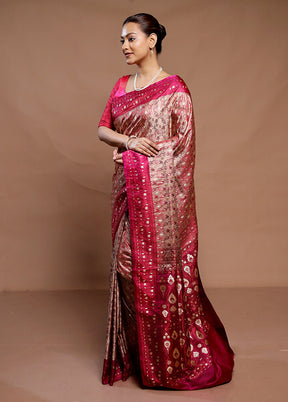 Rust Tanchoi Silk Saree With Blouse Piece