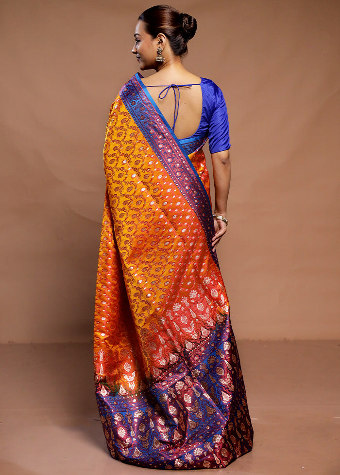 Orange Tanchoi Silk Saree With Blouse Piece