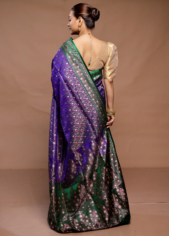 Blue Handloom Tanchoi Pure Silk Saree With Blouse Piece