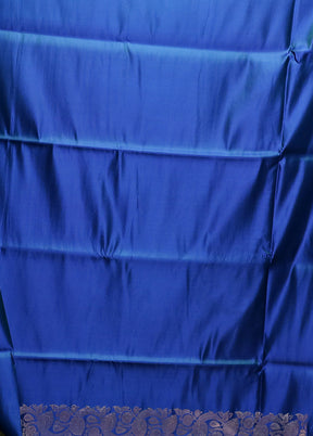 Blue Handloom Banarasi Pure Silk Saree With Blouse Piece