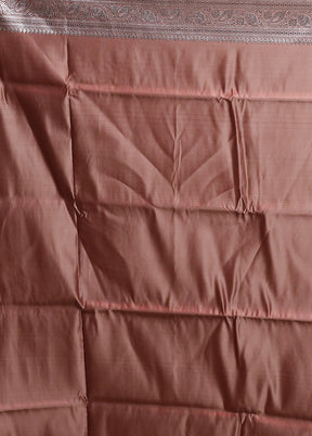 Peach Handloom Banarasi Pure Silk Saree With Blouse Piece