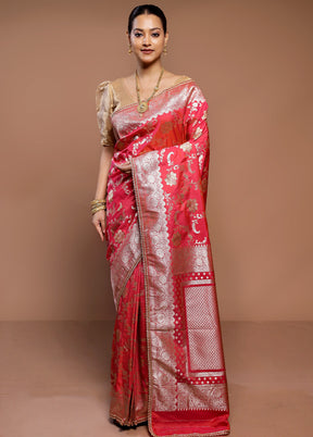 Red Uppada Silk Saree With Blouse Piece