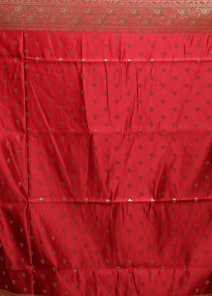 Red Banarasi Silk Saree With Blouse Piece