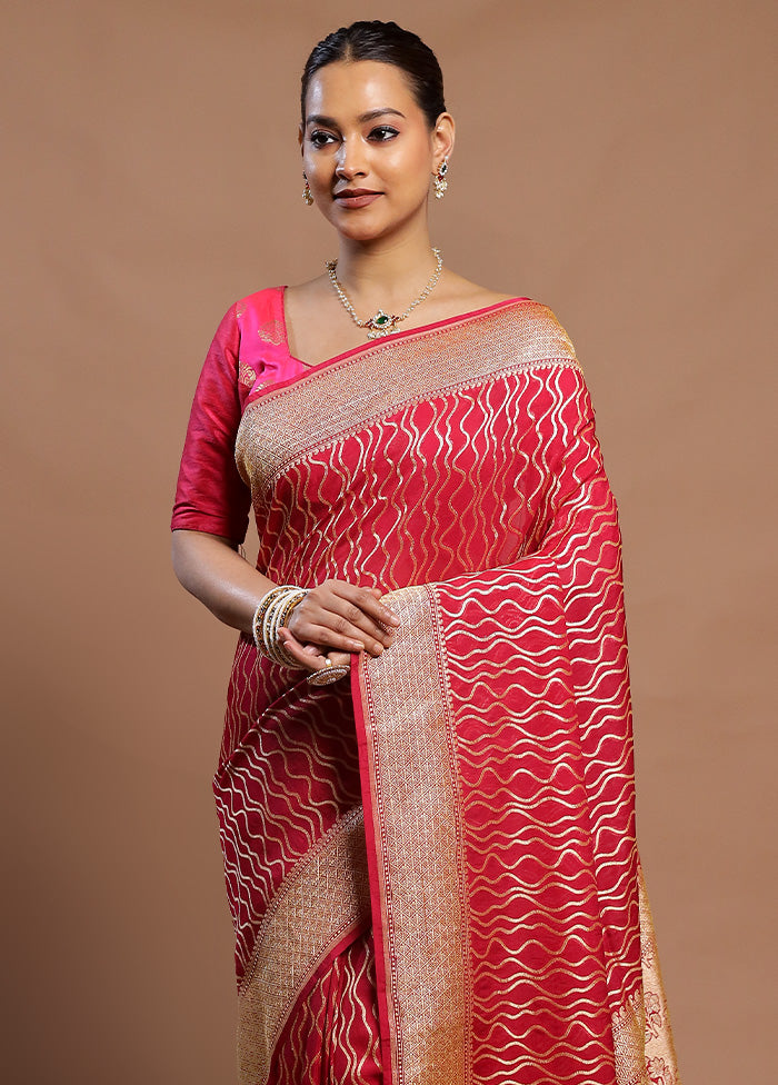 Pink Georgette Saree With Blouse Piece