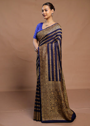 Blue Georgette Saree With Blouse Piece