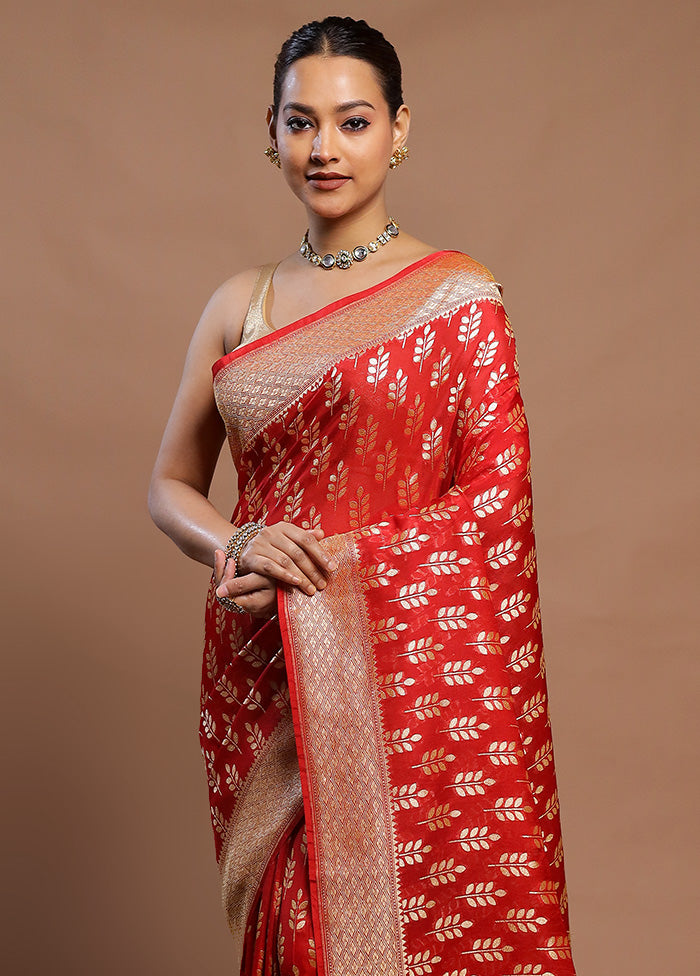 Red Georgette Saree With Blouse Piece