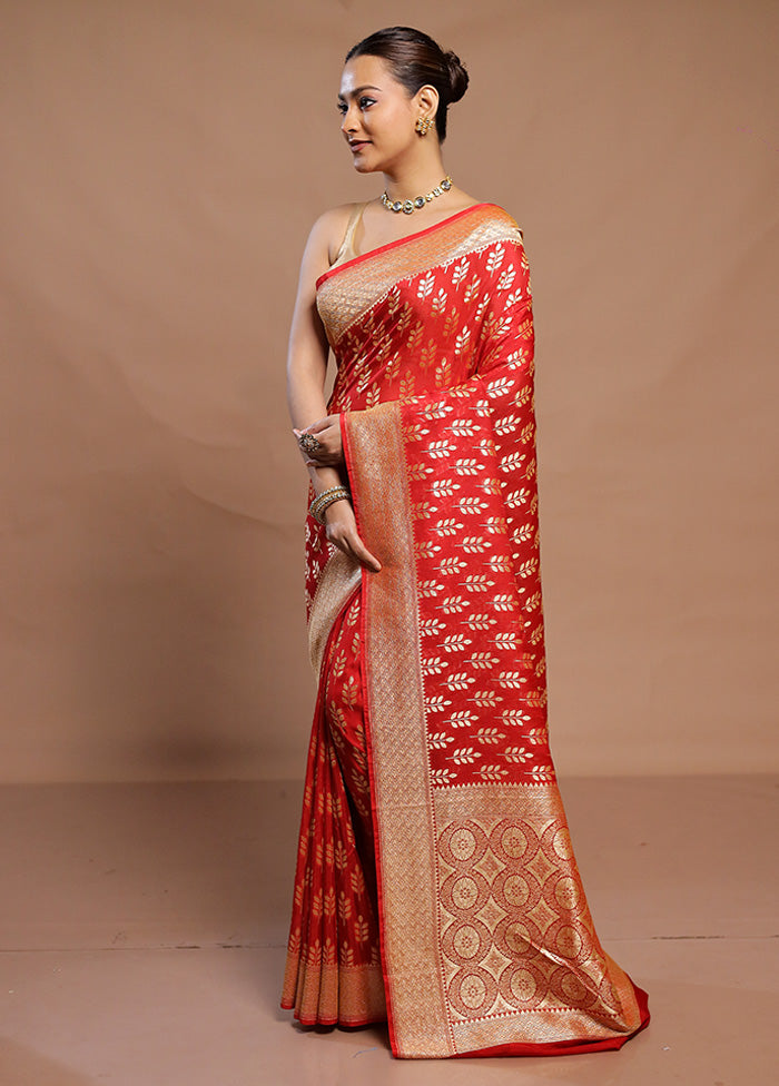 Red Georgette Saree With Blouse Piece