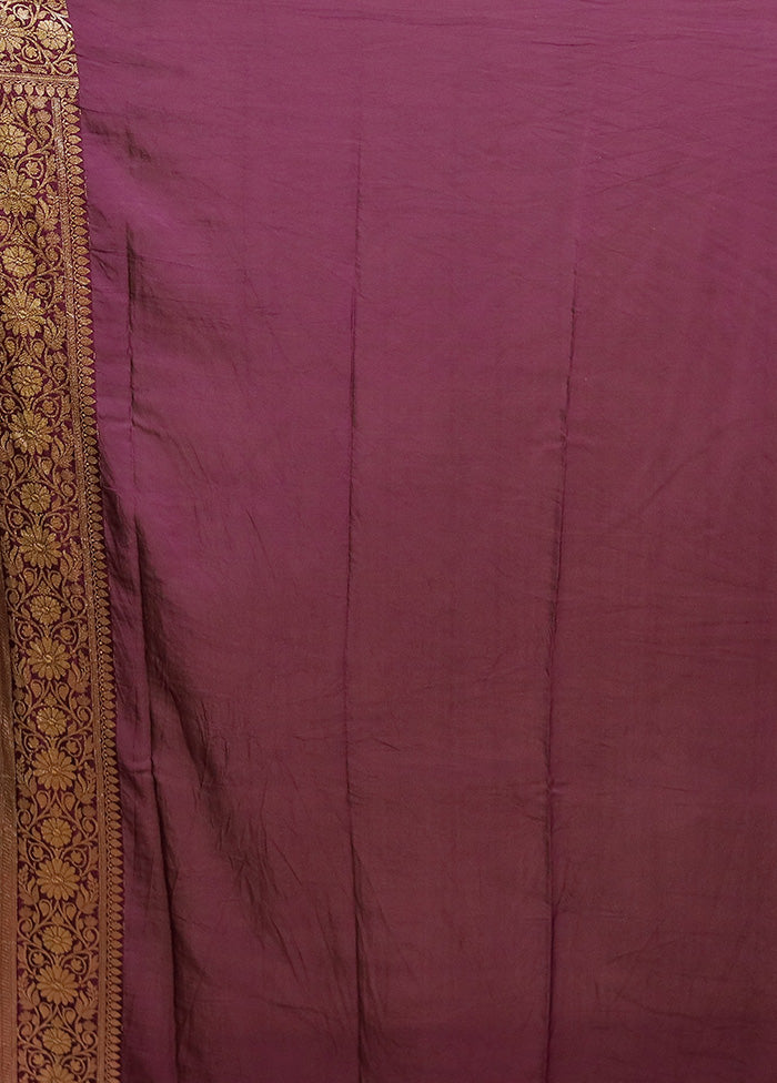 Purple Handloom Pure Georgette Saree With Blouse Piece