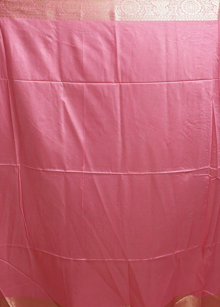 Pink Cotton Saree With Blouse Piece