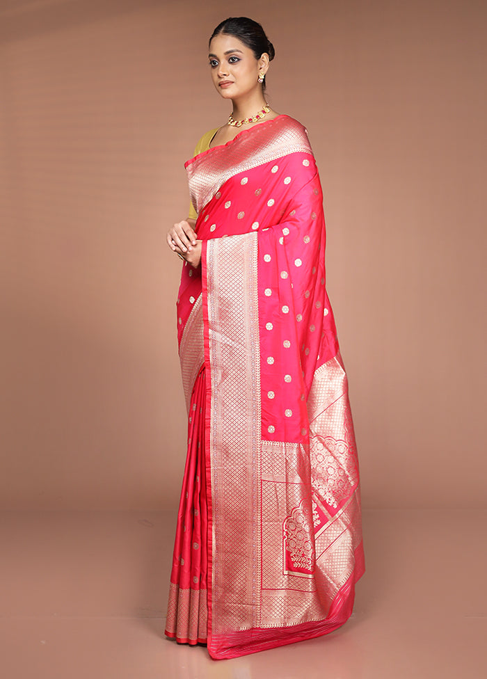 Red Handloom Katan Pure Silk Saree With Blouse Piece