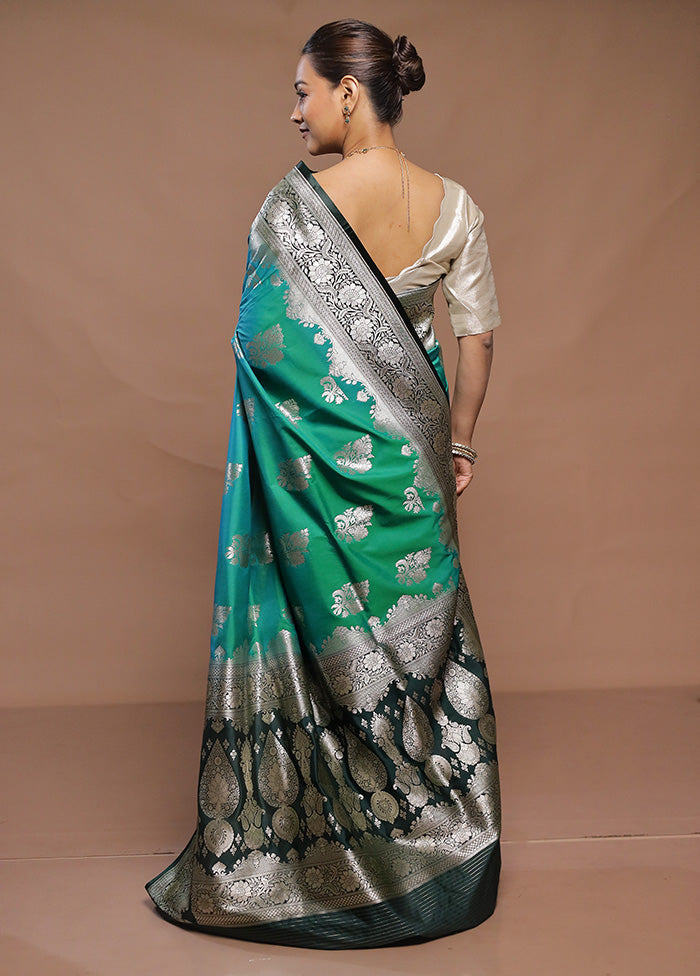 Green Katan Silk Saree With Blouse Piece