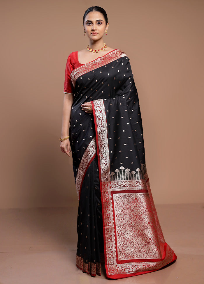 Black Katan Silk Saree With Blouse Piece