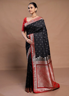 Black Katan Silk Saree With Blouse Piece