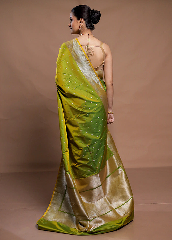 Green Katan Silk Saree With Blouse Piece