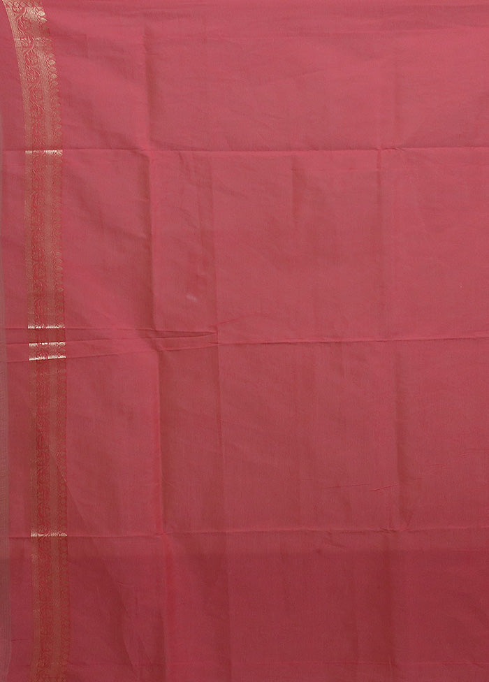 Pink Kora Silk Saree With Blouse Piece