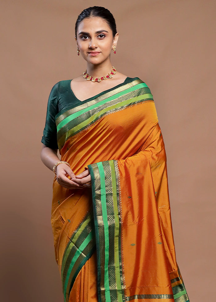 Rust Kanjivaram Silk Saree With Blouse Piece